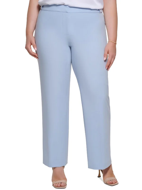 Striped wide leg pants for women in a bold fashion statementPlus Womens High Rise Solid Straight Leg Pants