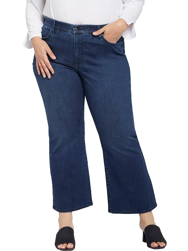 Distressed wide leg jeans for women in a trendy and relaxed stylePlus Womens Relaxed Fit Dark Wash Flare Jeans Distressed wide leg jeans for women in a trendy and relaxed stylePlus Womens Relaxed Fit Dark Wash Flare Jeans