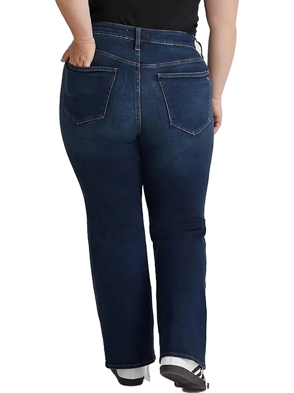 Houndstooth wide leg pants for women in a statement stylePlus Womens Skinny Dark Wash Flare Jeans