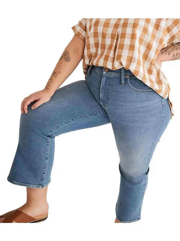Metallic lame pants for women in a shiny stylePlus Womens Tencel Bootcut Cropped Jeans