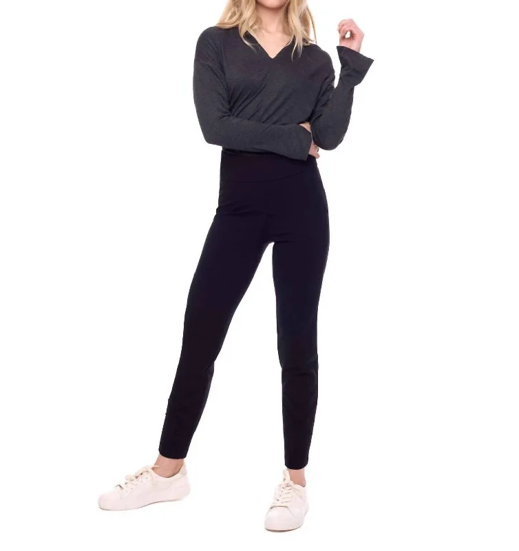Striped wide leg pants for women in a bold fashion statementPonte Slim Pintuck Ankle Pant In Black