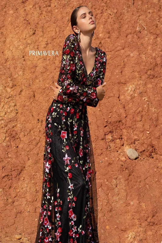 Party Dresses with Beaded Floral Wreath on the Bodice and Tulle Skirt for Ladies' Delicate and Festive LookPrimavera 3691 Party Dresses with Beaded Floral Wreath on the Bodice and Tulle Skirt for Ladies' Delicate and Festive LookPrimavera 3691