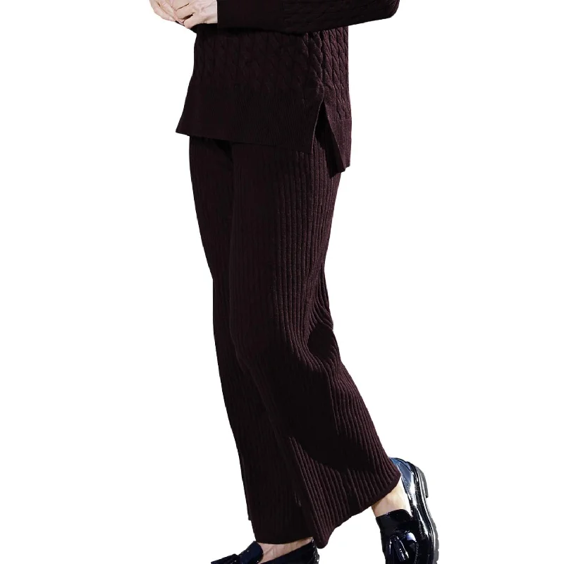 Houndstooth wide leg pants for women in a statement stylePull On Rib Sweater Pant In Garnet