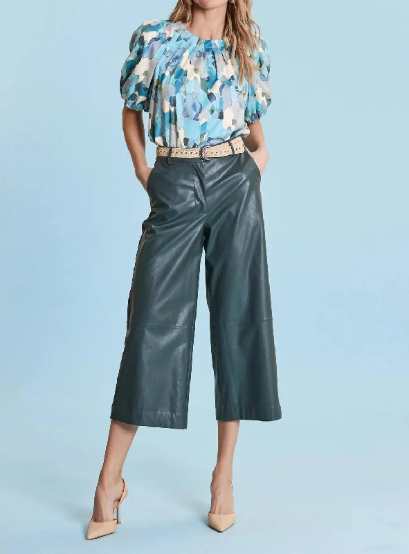 Linen blend palazzo pants for women in a breezy styleRebecca Pleather Crop Pant In Brunswich Linen blend palazzo pants for women in a breezy styleRebecca Pleather Crop Pant In Brunswich