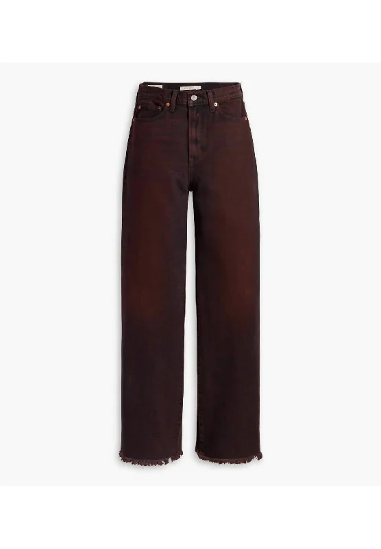 Floral print wide leg pants for women in a fresh and bright styleRibcage Wide Leg Jeans In Cherry Cordial Red