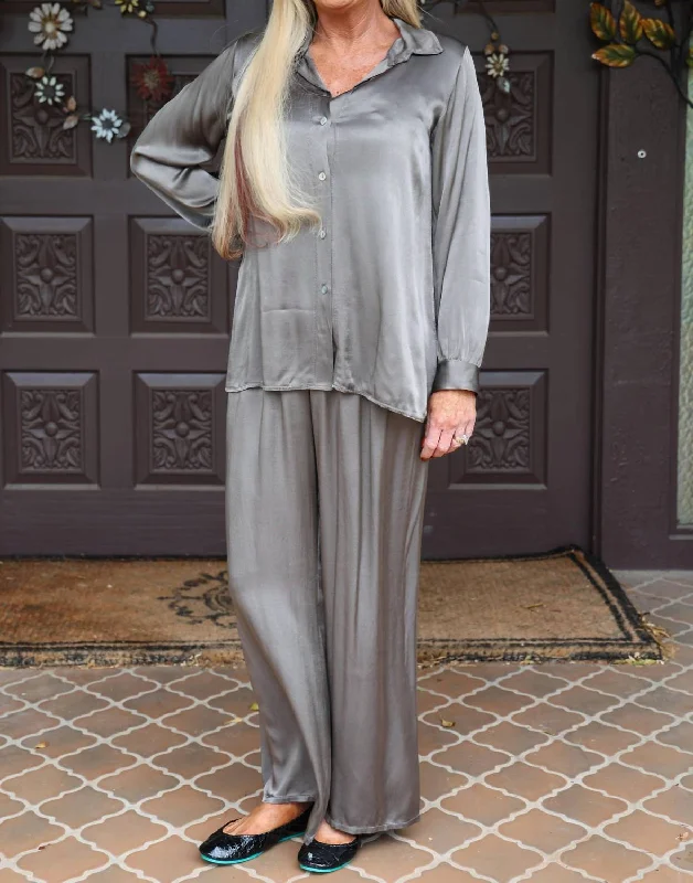 Plaid wide leg dress pants for women in a preppy and formal styleSatin Wide Leg Pants In Fandango