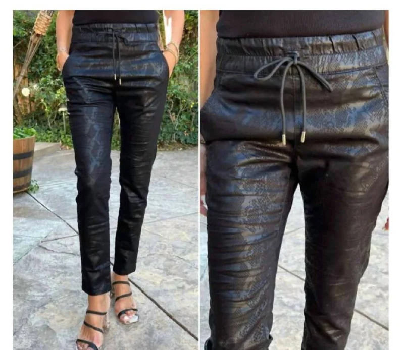 Capri pants for women in springShely Satin Feel Pants In Black Python