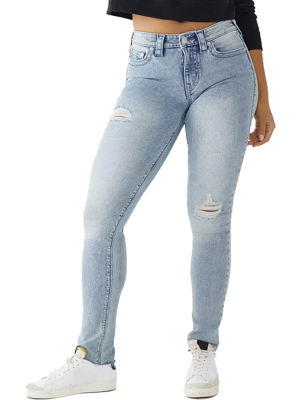 Drawstring wide leg pants for women in a casual and relaxed styleStella Womens Mid-Rise Destroyed Skinny Jeans
