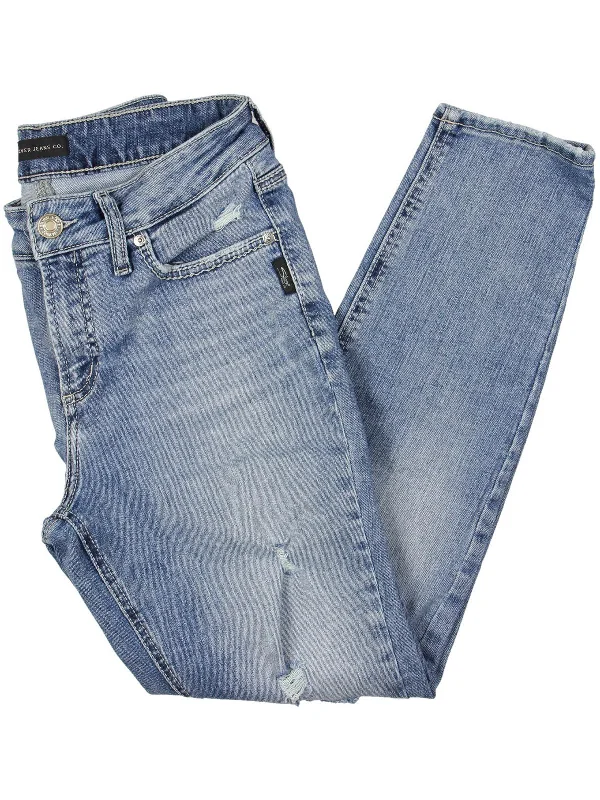 Striped wide leg jeans for women in a bold and trendy styleSuki Womens Destroyed Curvy Fit Skinny Jeans