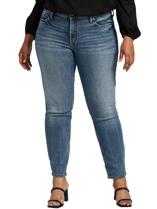 Culottes with side pockets for women in a functional and stylish styleSuki Womens Mid-Rise Curvy Fit Straight Leg Jeans