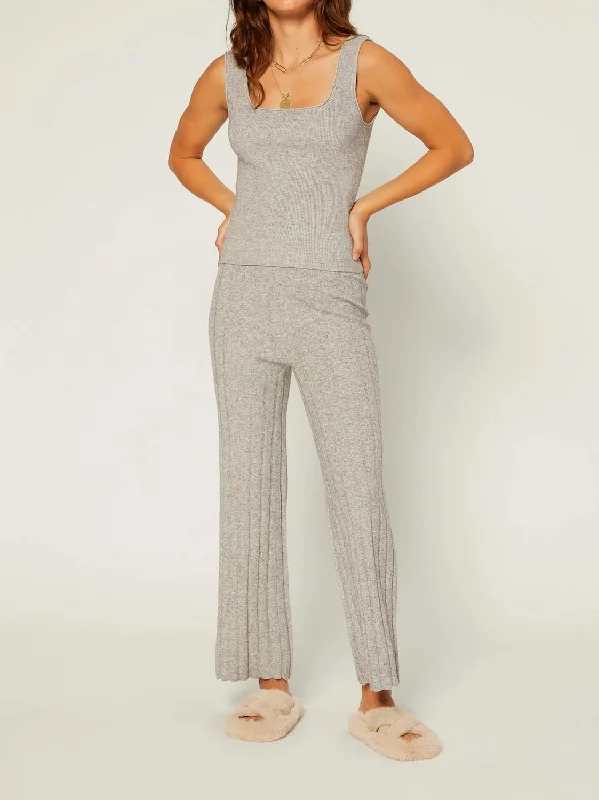 Elastic waistband lounge pants for women at homeSweater Knit Pants In Grey Melange