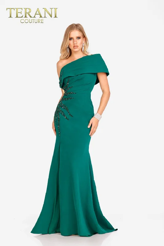 Party Dresses with Sheer Sleeve and Sequined Cuffs and Embroidered Bodice for Ladies' Elegant and Sparkly LookTerani Couture 231M0473 Party Dresses with Sheer Sleeve and Sequined Cuffs and Embroidered Bodice for Ladies' Elegant and Sparkly LookTerani Couture 231M0473