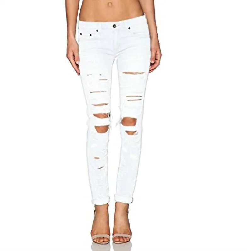 Lightweight jogger pants for women to runThrash Jeans In White Denim