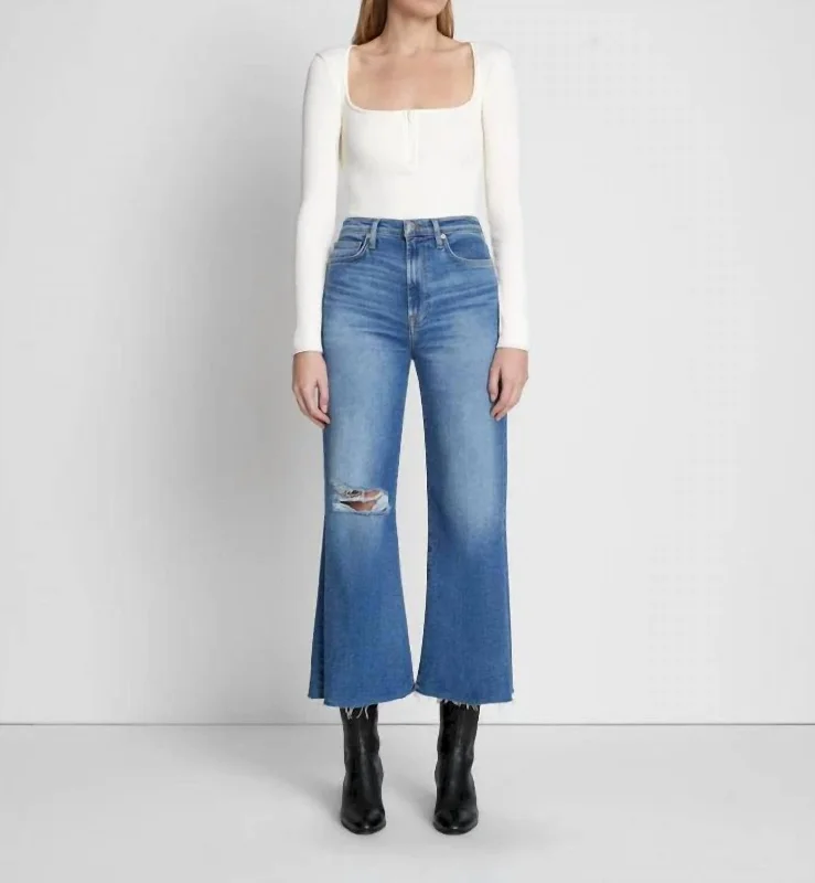 Culottes with ruffled hem for women in a feminine styleUltra High Rise Cropped Jo Jeans In Lyme