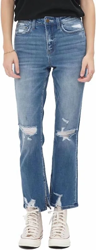 Velvet pants for women in a luxurious feelUnder The Table Straight Leg Denim In Medium Wash