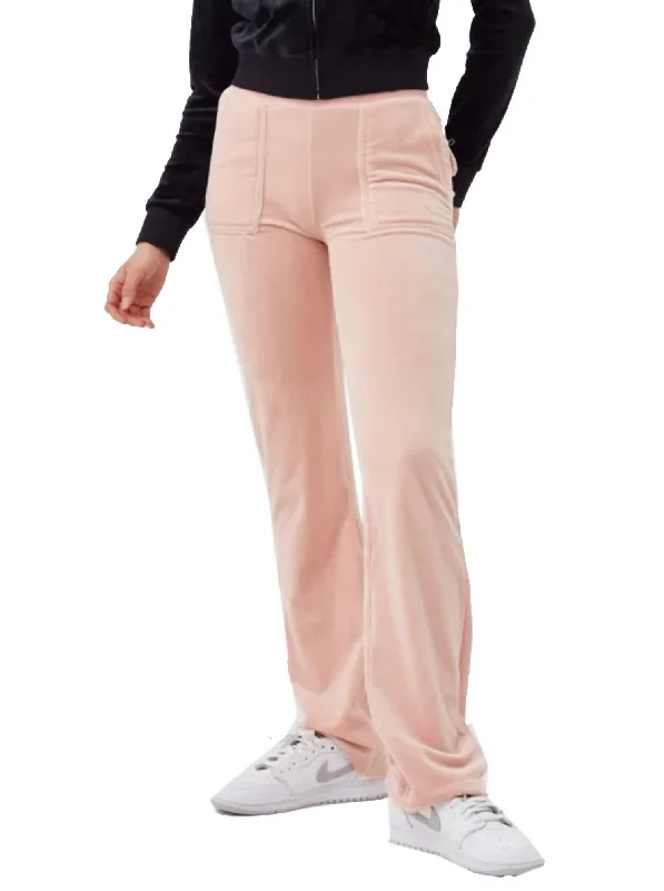Patchwork pants for women in a unique designVelour Del Rey Pant In Silver Pink