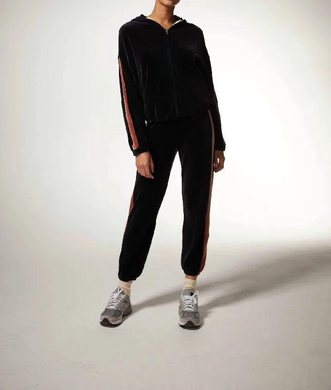 Polyester blend wide leg dress pants for women in a durable and formal styleVelour High Waist Vintage Sweatpant In Neptune/rose