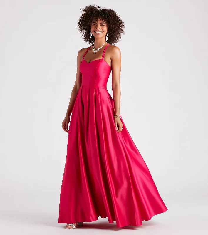 Chiffon Party Dresses with Embroidered Cuffs for Ladies' Elegant TouchViviane Satin Sweetheart Lace-Up Ball Gown