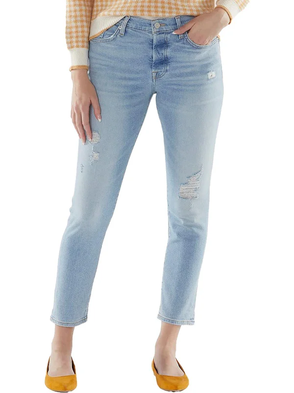 Striped cigarette pants for women in a modern and sleek lookWomens Distressed Low-Rise Slim Jeans