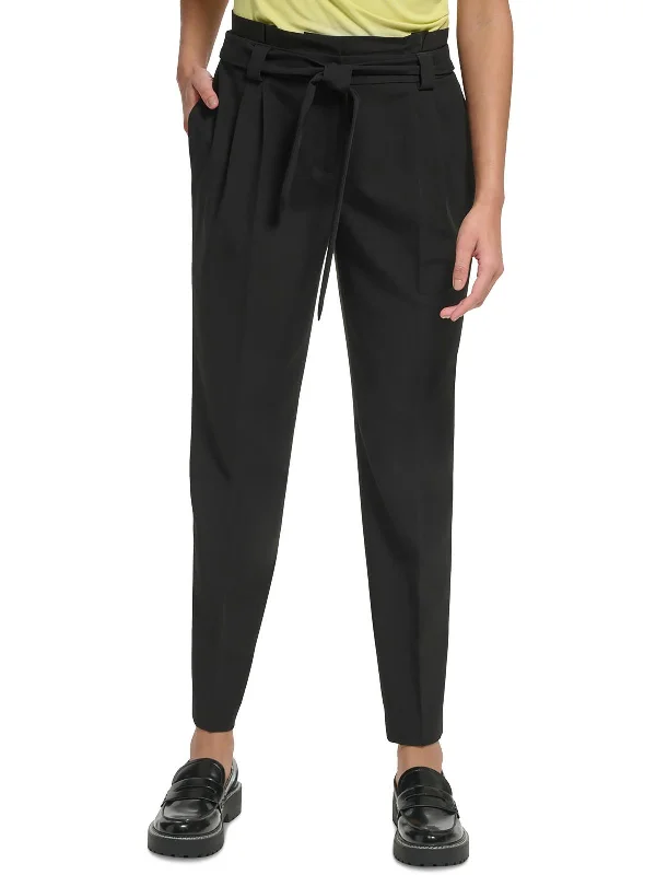 Tartan plaid pants for women in a vintage styleWomens High Rise Tie-Waist Straight Leg Pants