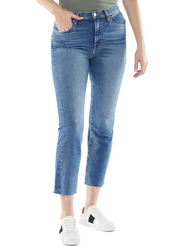 Patchwork cotton pants for women in a handmade lookWomens High Waist Kick Flare Slim Jeans