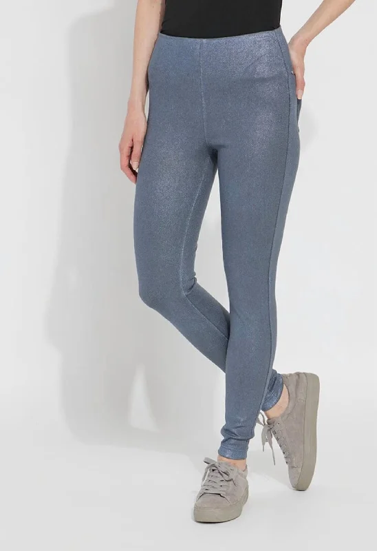 Tartan plaid pants for women in a vintage styleWomen's Metallic Coated Toothpick Denim In Moonlight