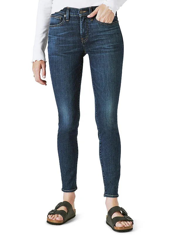 Elastic waist wide leg pants for plus size women in a comfortable and flattering styleWomens Mid-Rise Dark Wash Skinny Jeans