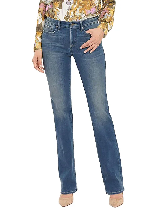 High waisted skinny jeans for women in a figure - hugging styleWomens Mid-Rise Stretch Bootcut Jeans