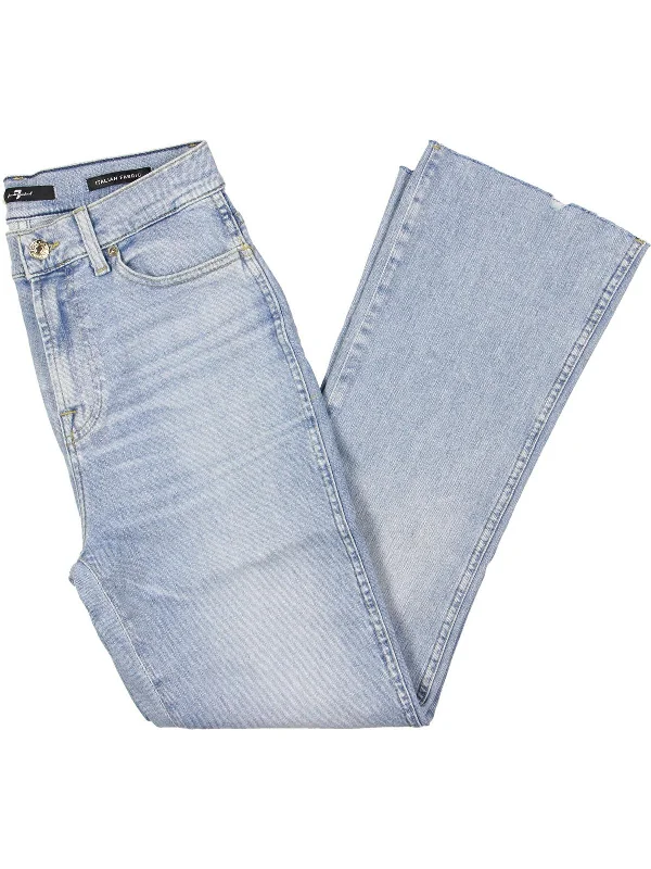 Paisley patterned wide leg jeans for women in an elegant and unique styleWomens Raw Hem Slim Kick Flare Jeans