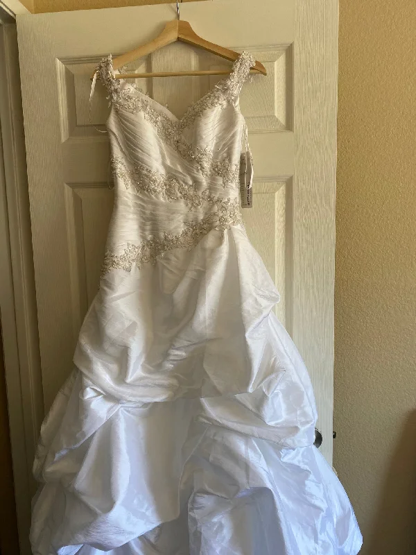 Wedding Dresses with Sequined Stripes and Sheer Back and Embroidered Birds and Belt for a Bold and Nature Inspired LookDemetrios 4230 Wedding Dresses with Sequined Stripes and Sheer Back and Embroidered Birds and Belt for a Bold and Nature Inspired LookDemetrios 4230