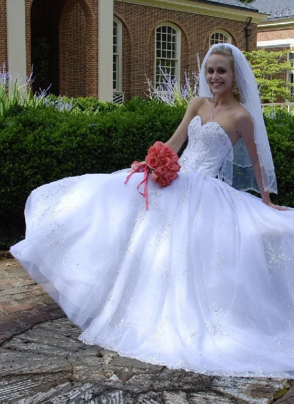 Wedding Dresses with Sequined Fringe and Tulle Overlay and High Low Hem for a Dazzling and Playful LookDemetrios 984 Wedding Dresses with Sequined Fringe and Tulle Overlay and High Low Hem for a Dazzling and Playful LookDemetrios 984