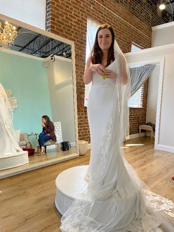 Wedding Dresses with Metallic Sequined Bodice and Chiffon Skirt and Ruffled Hem and Sheer Back for a Glamorous and Flirty LookEmmy Mae Daisy Wedding Dresses with Metallic Sequined Bodice and Chiffon Skirt and Ruffled Hem and Sheer Back for a Glamorous and Flirty LookEmmy Mae Daisy