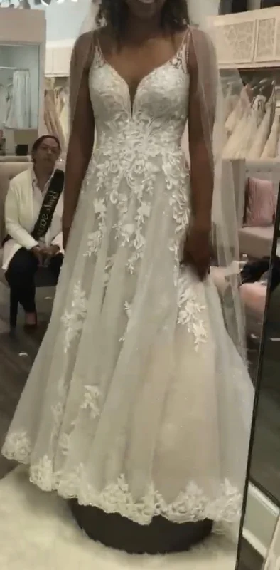 Wedding Dresses with Sequined Dots and Sheer Skirt for a Playful and Sultry LookEssense of Australia D2905 Wedding Dresses with Sequined Dots and Sheer Skirt for a Playful and Sultry LookEssense of Australia D2905