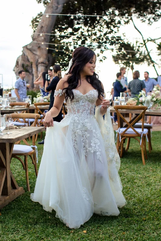 Wedding Dresses with Sequined Bodice and Chiffon Overlay for an Elegant ContrastGalia Lahav Gia