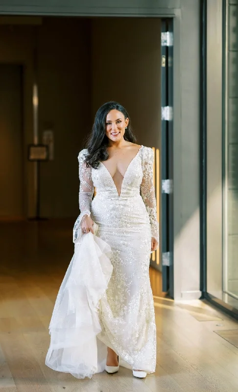 Taffeta Wedding Dresses with Pleated Bodice and A Line Skirt for a Structured LookGalia Lahav Paz