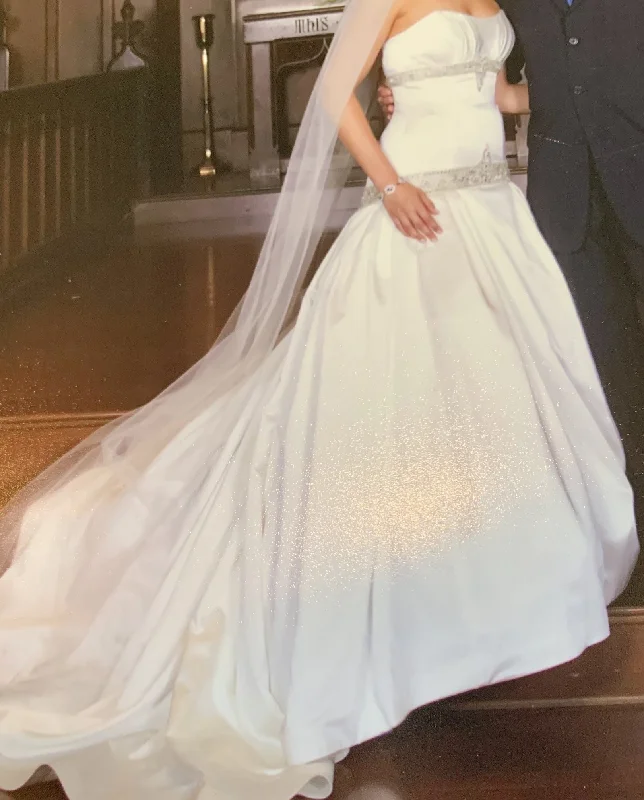 Strapless Wedding Dresses with Tassel Accents and Sequined Belt for a Fun LookKenneth Pool Degas