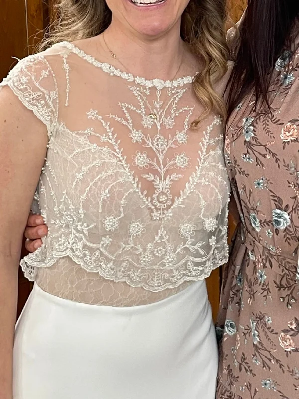 Wedding Dresses with Sequined Hearts and Ruffled Hem and Satin and Lace Combo and Bow at the Waist and Embroidered Floral Patterns and Belt for a Romantic and Sweet LookLihi Hod Maple Tree Top Bodysuit Wedding Dresses with Sequined Hearts and Ruffled Hem and Satin and Lace Combo and Bow at the Waist and Embroidered Floral Patterns and Belt for a Romantic and Sweet LookLihi Hod Maple Tree Top Bodysuit