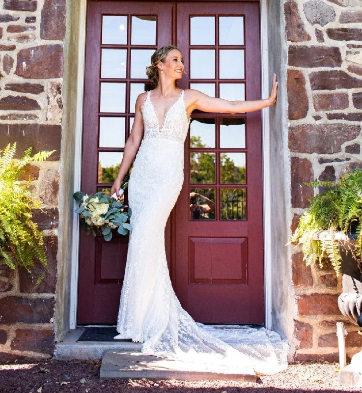 Wedding Dresses with Sequined Stripes and Sheer Back and Embroidered Birds and Belt and Embroidered Floral Patterns for a Bold and Nature Inspired LookMade With Love Tommy Wedding Dresses with Sequined Stripes and Sheer Back and Embroidered Birds and Belt and Embroidered Floral Patterns for a Bold and Nature Inspired LookMade With Love Tommy