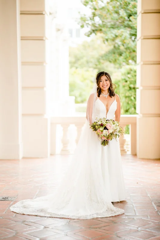 Wedding Dresses with Sequined Star Motifs and Sheer Sleeve and Ruffled Hem and Belt and Embroidered Floral Patterns for a Celestial and Flirty LookMadi Lane Fleur Wedding Dresses with Sequined Star Motifs and Sheer Sleeve and Ruffled Hem and Belt and Embroidered Floral Patterns for a Celestial and Flirty LookMadi Lane Fleur