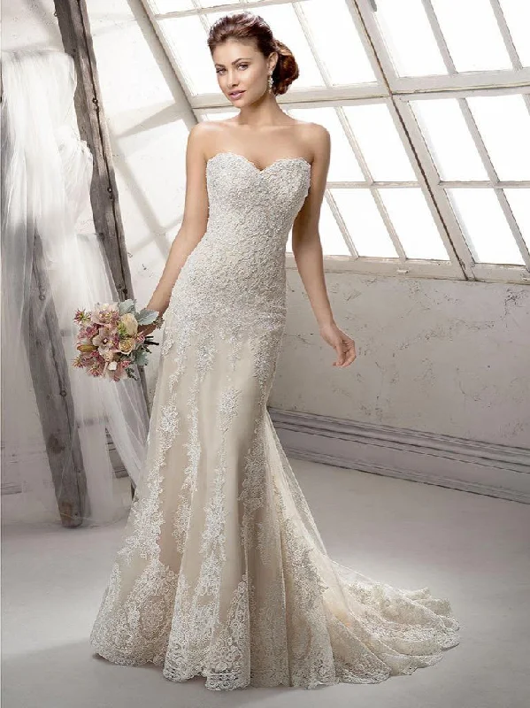 Sheath Style Silk Wedding Dresses with V Neck for a Sophisticated LookMaggie Sottero Viera