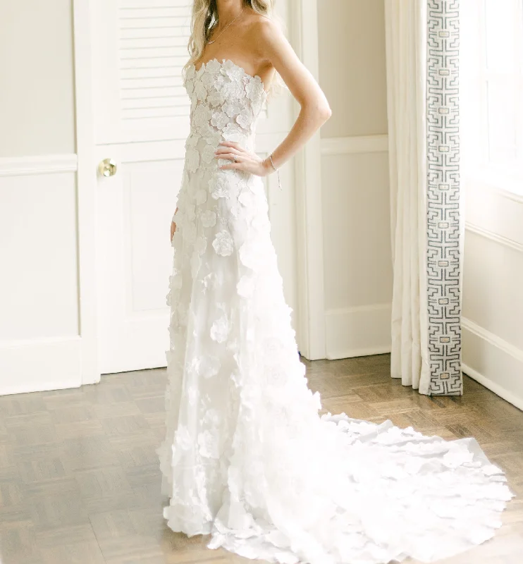Wedding Dresses with Sheer Panels and Beaded Trim and Bow at the Back and Embroidered Paisley Patterns for a Sexy and Exotic LookMira Zwillinger Beatrice Wedding Dresses with Sheer Panels and Beaded Trim and Bow at the Back and Embroidered Paisley Patterns for a Sexy and Exotic LookMira Zwillinger Beatrice