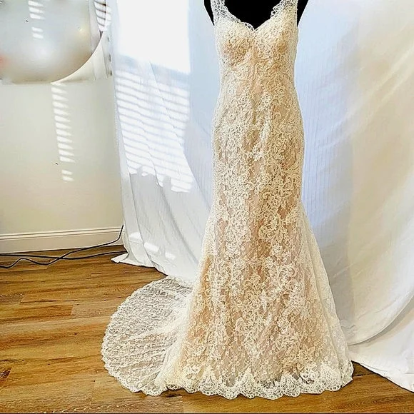Velvet Wedding Dresses with Satin Trim for a Rich and Opulent LookOleg Cassini CWG747 Velvet Wedding Dresses with Satin Trim for a Rich and Opulent LookOleg Cassini CWG747