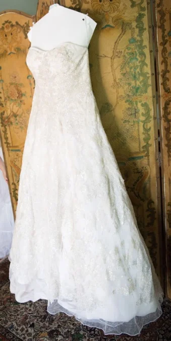 High Neck Wedding Dresses with Sheer Sleeves for a Modest LookOleg Cassini Strapless Sweetheart Ball Gown With Silver and Bronze Lace Accen High Neck Wedding Dresses with Sheer Sleeves for a Modest LookOleg Cassini Strapless Sweetheart Ball Gown With Silver and Bronze Lace Accen