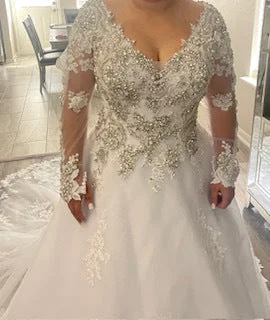 Wedding Dresses with Beaded Floral Wreath on the Bodice and High Low Hem and Belt for a Delicate and Dramatic LookOther MB4130 Wedding Dresses with Beaded Floral Wreath on the Bodice and High Low Hem and Belt for a Delicate and Dramatic LookOther MB4130