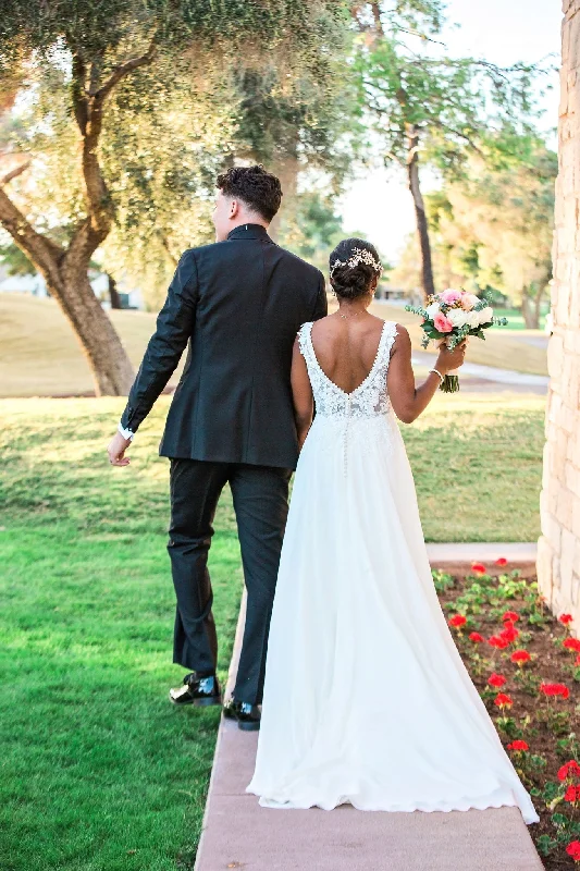 Sleeveless Wedding Dresses with Embroidered Neckline for an Elegant LookOther Omélie Bridal OM1822