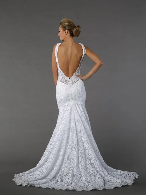 Wedding Dresses with Sequined Hearts and Satin and Lace Combination and Bow at the Waist for a Valentine's Day Wedding RomancePnina Tornai 4372 Wedding Dresses with Sequined Hearts and Satin and Lace Combination and Bow at the Waist for a Valentine's Day Wedding RomancePnina Tornai 4372