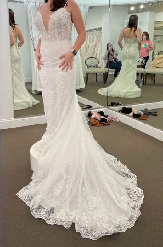 Wedding Dresses with Ruffled Sleeveless Top and Sequined Bodice and Tulle Skirt and Beaded Waistband and Bow at the Back for a Dramatic and Glamorous LookRebecca Ingram Laurette Wedding Dresses with Ruffled Sleeveless Top and Sequined Bodice and Tulle Skirt and Beaded Waistband and Bow at the Back for a Dramatic and Glamorous LookRebecca Ingram Laurette