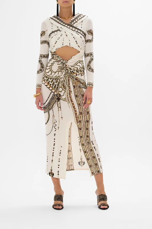 Maxi Dresses for Family Gatherings During HolidaysTWIST FRONT JERSEY HOODED DRESS GODDESS ENERGY