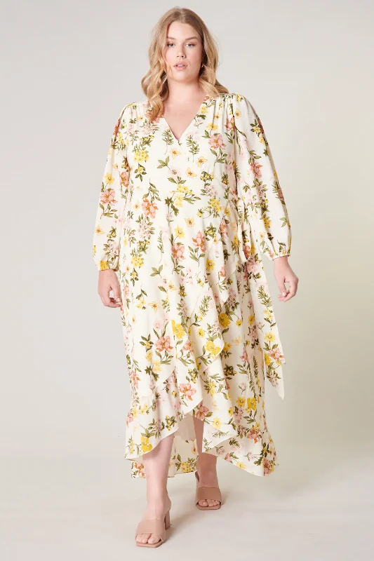 Korean - Style Sweet Maxi DressesAshlynn Floral Califa Maxi Wrap Dress Curve