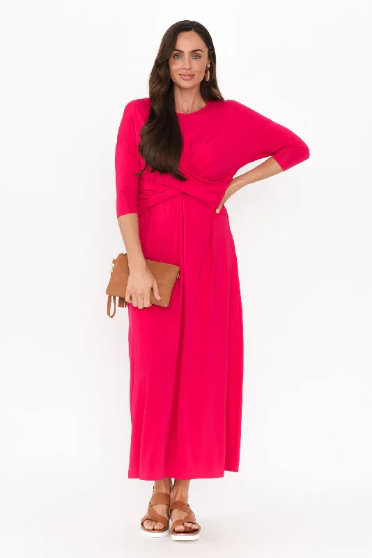 Cool Leather Maxi Dresses for a Rock - Chic StyleAssa Raspberry Twist Bamboo Dress